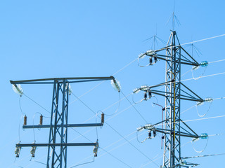 Electricity tower with blue sky