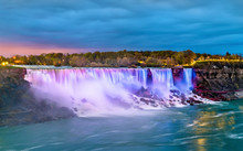 The American Falls And The Bridal Veil Falls At Niagara Falls As Seen From Canada