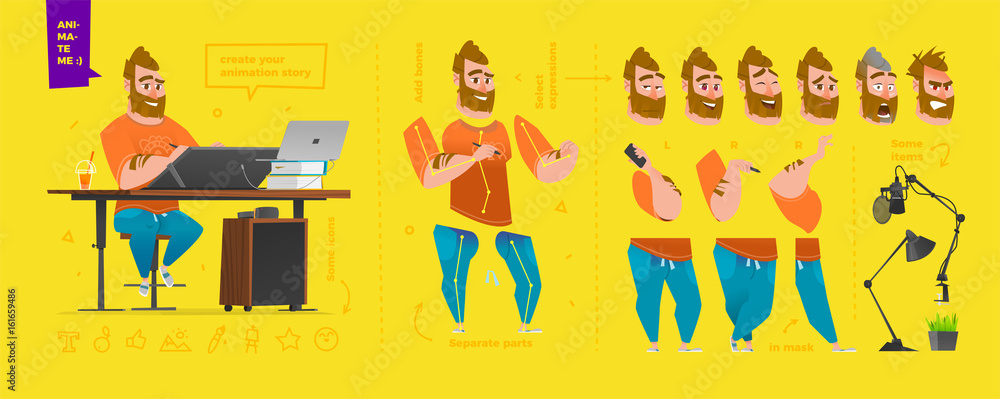 Stylized characters set for animation Stock Vector | Adobe Stock