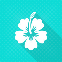 Wall Mural - White vector hibiscus flower flat icon