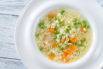 Poster - Italian chicken pasta soup with parmesan