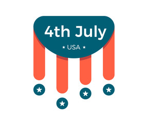 Wall Mural - 4th of July, United states of America Independence Day holiday celebration badge. Vector editable design isolated for easy usage.