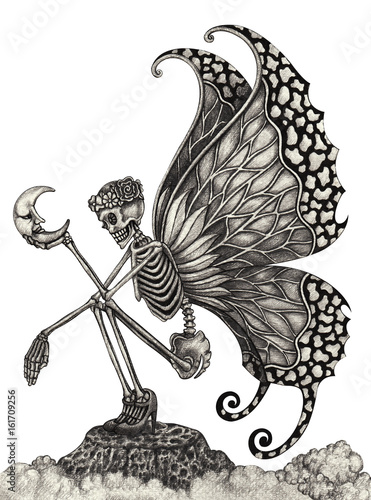 Art Fairy Skull Hand Pencil Drawing On Paper Buy This Stock Illustration And Explore Similar Illustrations At Adobe Stock Adobe Stock