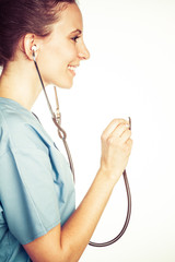 Wall Mural - Beautiful Nurse with Stethoscope