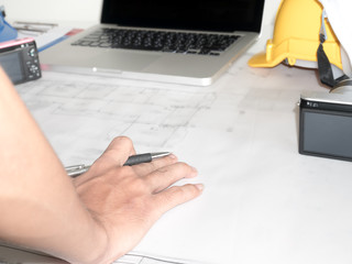 Engineers hands working on table,Business concept