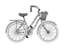 Bicycle Engraving Style Vector Illustration
