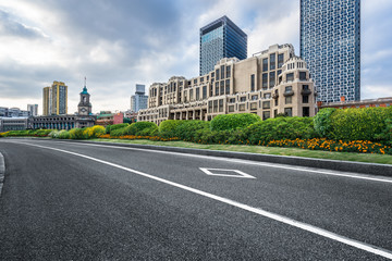 Wall Mural - Empty downtown street intersection,shot in Shanghai,China.