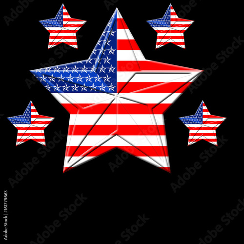 American Flag Designed Stars 5 Pointed Stars With The The