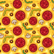 Vector illustration seamless pattern with pizza