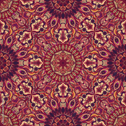 Cotton fabric Kwiecisty kwiatowy tekstura, niekończące się wzór z elementami vintage mandala.