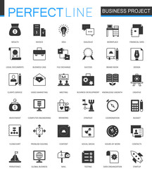 Poster - Black classic corporate business project. Finance partnership teamwork web icons set.