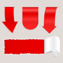 Wall Mural - red arrow label stickers on gray background