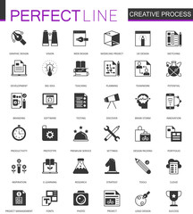 Poster - Black classic creative process web icons set.