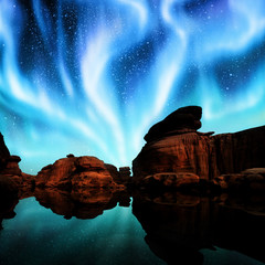 Wall Mural - aurora over lagoon