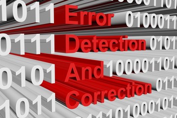 Error detection and correction in the form of binary code, 3D illustration