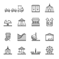 Wall Mural - Amusement, circus and carousel linear vector icon set