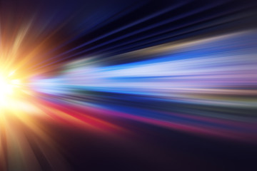 motion blur fast business and technology background concept, Acceleration super zoom blurry night road.