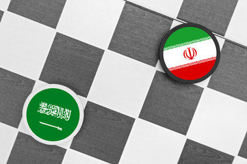 Draughts (Checkers) - Saudi Arabia vs Iran - problem, tension, conflict, clash and war between states