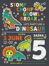 Invitation Dinosaurs Party Birthday.