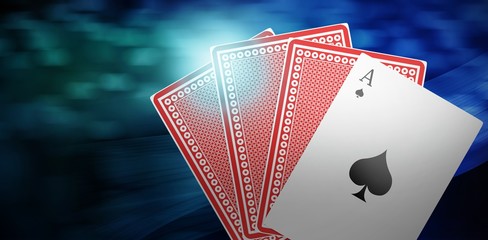 Wall Mural - composite image of ace of spades with playing 3d cards