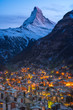 Zermatt Village and Matterhorn peak, Switzerland