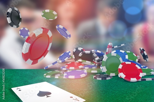 Composite image of vector image of 3d gambling chips Poster