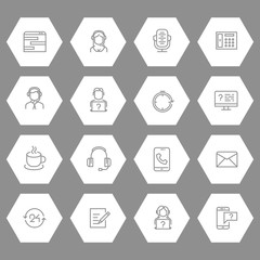 Canvas Print - Support or contact centre line icons collection