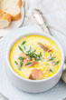 © la_vanda - Creamy fish soup with salmon, potatoes, onions and carrots. Kalakeitto. Traditional dish of the Finnish cuisine