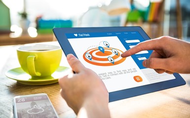 Canvas Print - cropped image of hipster businessman using 3d tablet