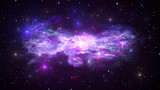 Fototapeta Na sufit - Universe with Galaxy, Stars and Colorful Nebula on Dark Starry Background 3D illustration