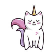 Isolated Magic Cat Unicorn Icon Vector Illustration Graphic Design
