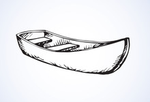 Wooden Boat. Vector Drawing