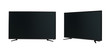 modern LCD flat screen TV in two positions on a white background