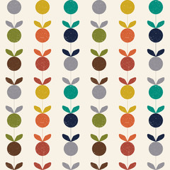 Aufkleber - Modern vector abstract seamless geometric pattern with stylized flowers and leaves in retro scandinavian style.