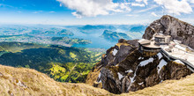 Panorama, Pilatus Kulm, Gipfel über Dem Vierwaldstättersee, Schweiz, Europa