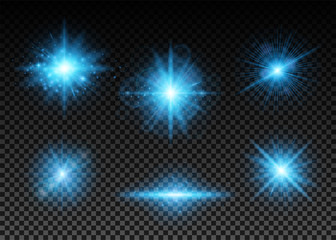 Wall Mural - vector illustration of blue lights set