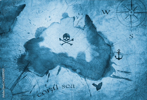 Plakat piracka skarb wyspa mapa morska