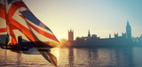 Fototapeta Londyn - UK flag and Big Ben