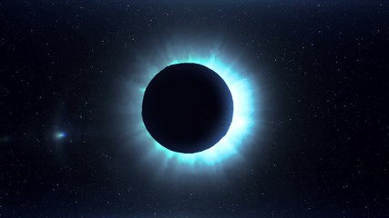 Wall Mural - blue futuristic solar eclipse in space