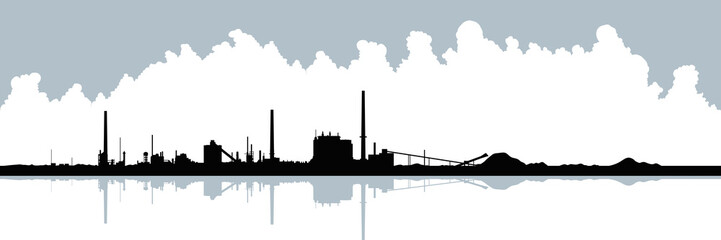 Silhouette of industrial buildings.