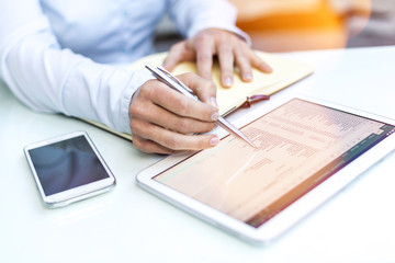 Accounting on a tablet computer, close-up