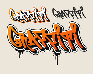 Orange Graffiti text in graffiti style vector illustration