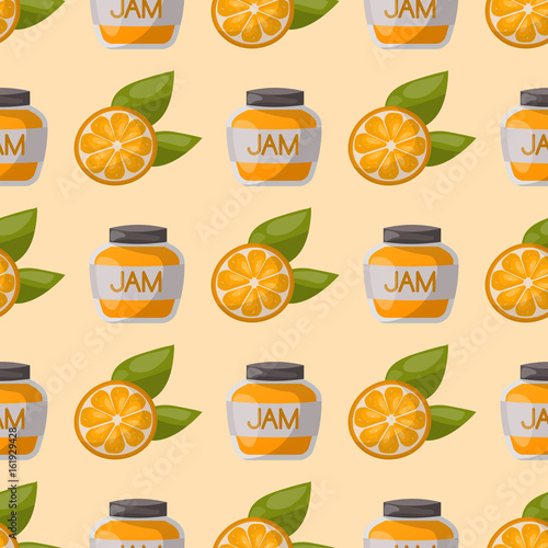 Ripe orange products fruits seamless pattern citrus slices sweet food realist...