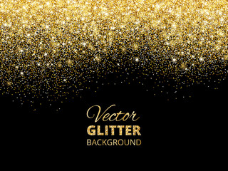 Wall Mural - Vector illustration of falling glitter confetti, golden dust. Fe