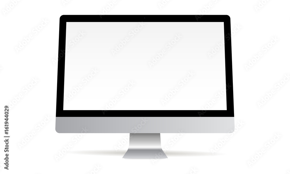 Computer monitor grey mockup isolated - front view. Vector illustration ...