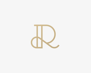 Wall Mural - Elegant line curve vector logotype. Premium letter R logo design. Luxury linear creative monogram.