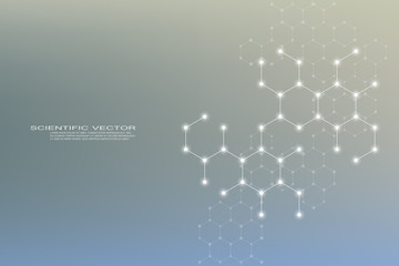 Wall Mural - hexagonal structure molecule dna of neurons system, genetic and chemical compounds. vector illustrat