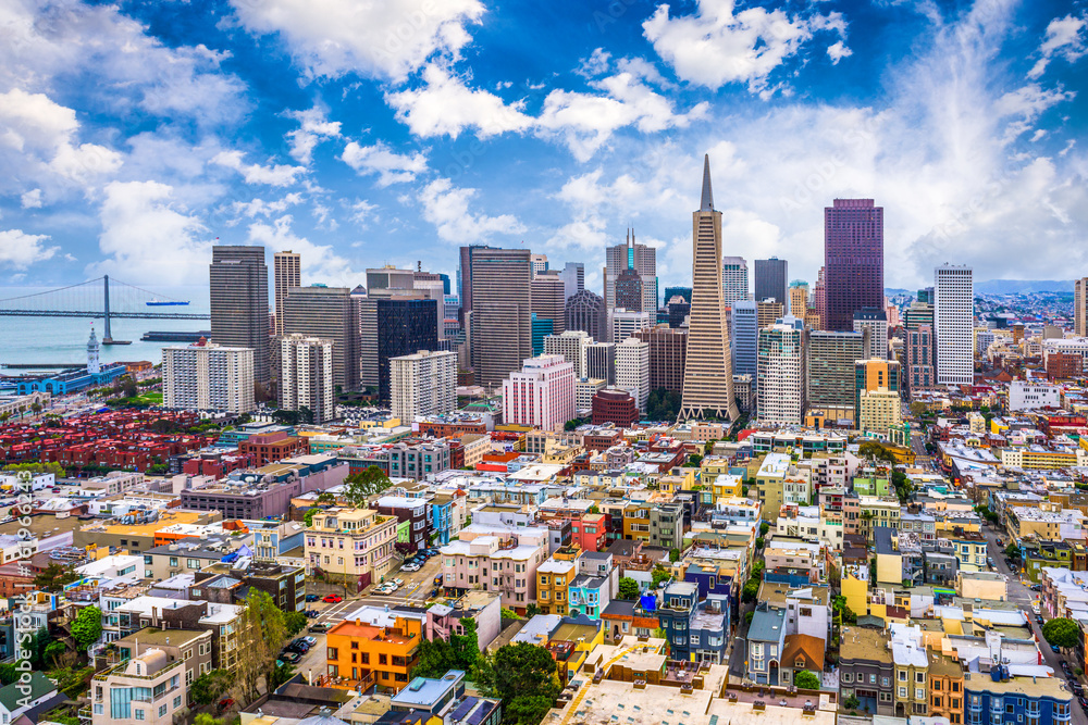 Panorama San Francisco, Kalifornia, USA - obrazy, fototapety, plakaty 