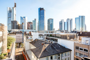 Wall Mural - Beautiful skyline with skyscrapers at the financial district in Frankfurt city, Germany