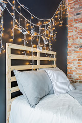 Canvas Print - Bed headboard with decoration